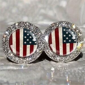 Elegant American Flag Stud Earrings